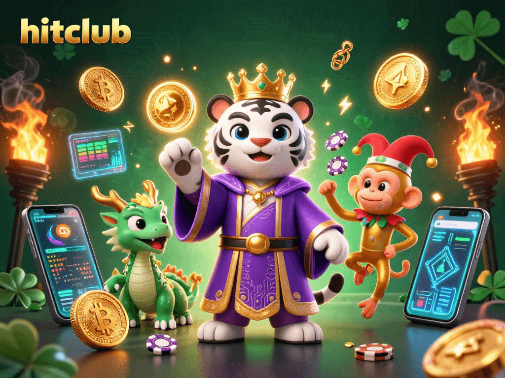 Engage with hitclub for thrilling casino adventures featuring vibrant characters and crypto elements.