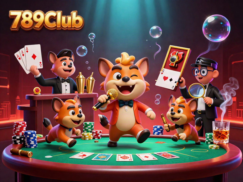 Experience the thrilling atmosphere of 789Club's comedy casino with hyenas performing and interacting.