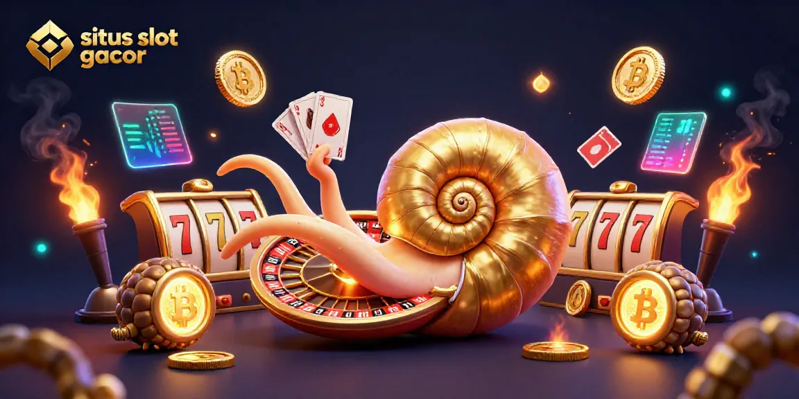 Spin the reels at situs slot gacor with an ancient nautilus roulette wheel and glowing golden ammonites.