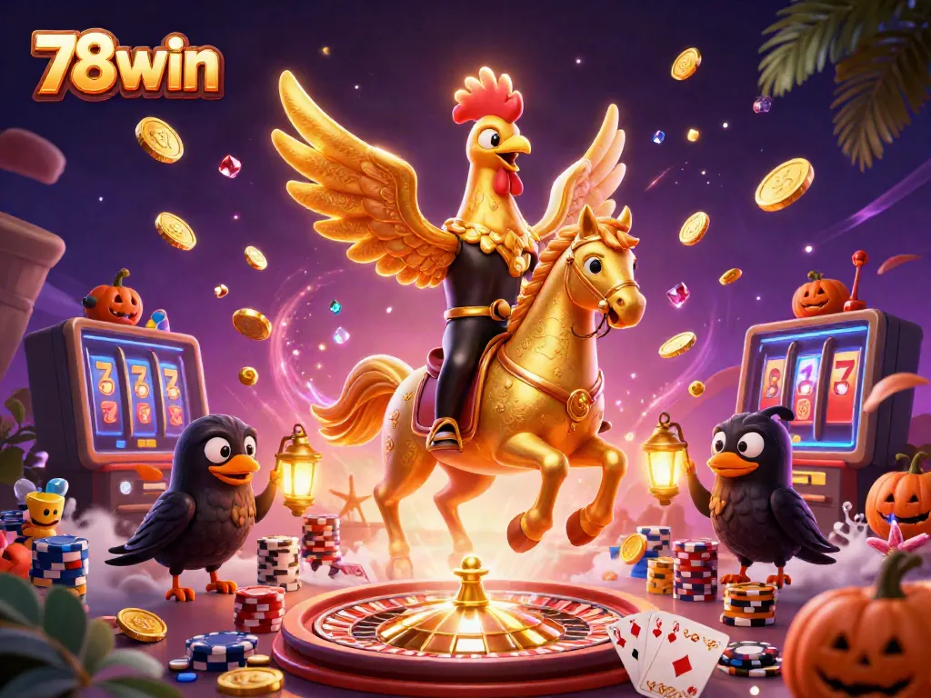 Experience thrilling gameplay at 78win with cascading coins and a vibrant casino environment.