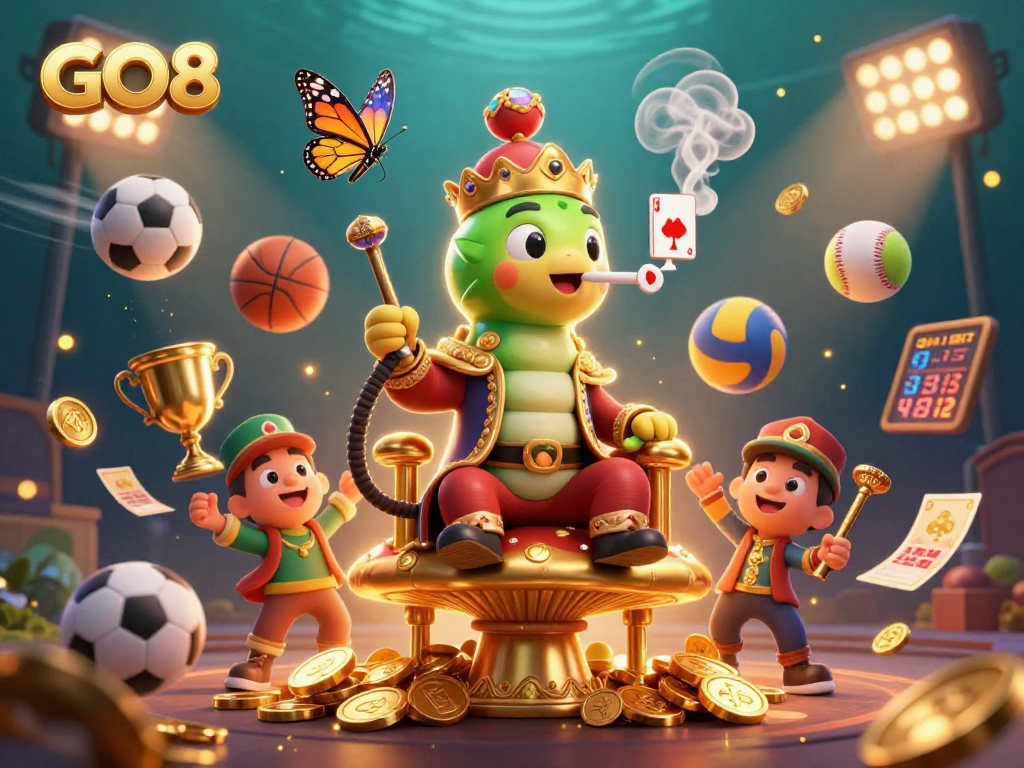 Experience the GO8 thrill with 3D casino characters and vibrant sports elements in action.