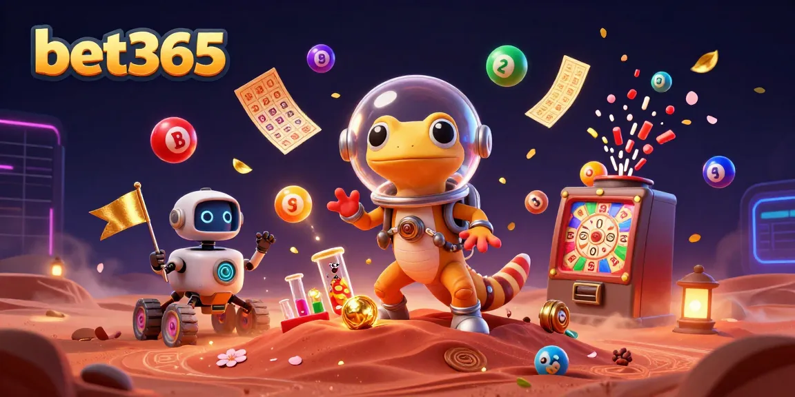 Experience thrilling gameplay at bet365 with a Martian gecko discovering a golden casino.