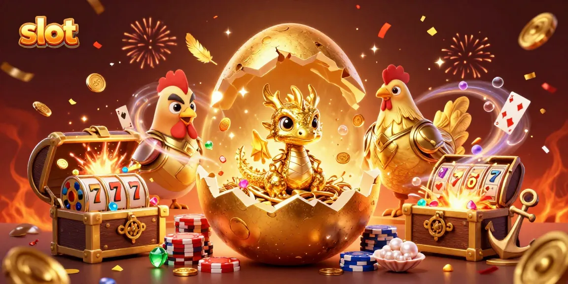Experience thrilling slot action with a golden dragon and treasure in this vibrant casino scene.