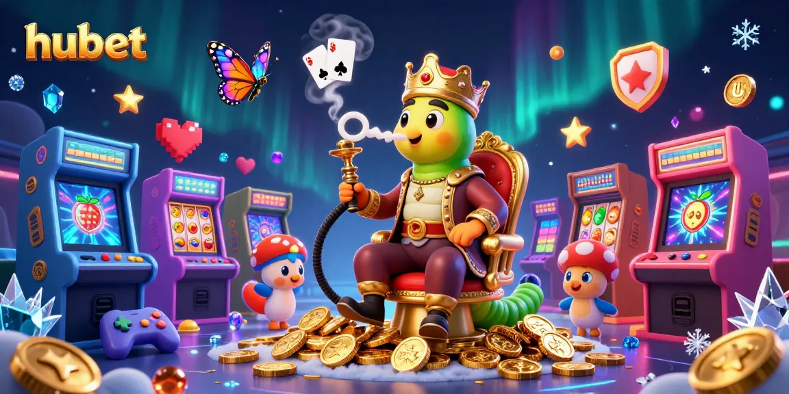 Experience winning at hubet with a colorful 3D illustration of gaming elements and characters.