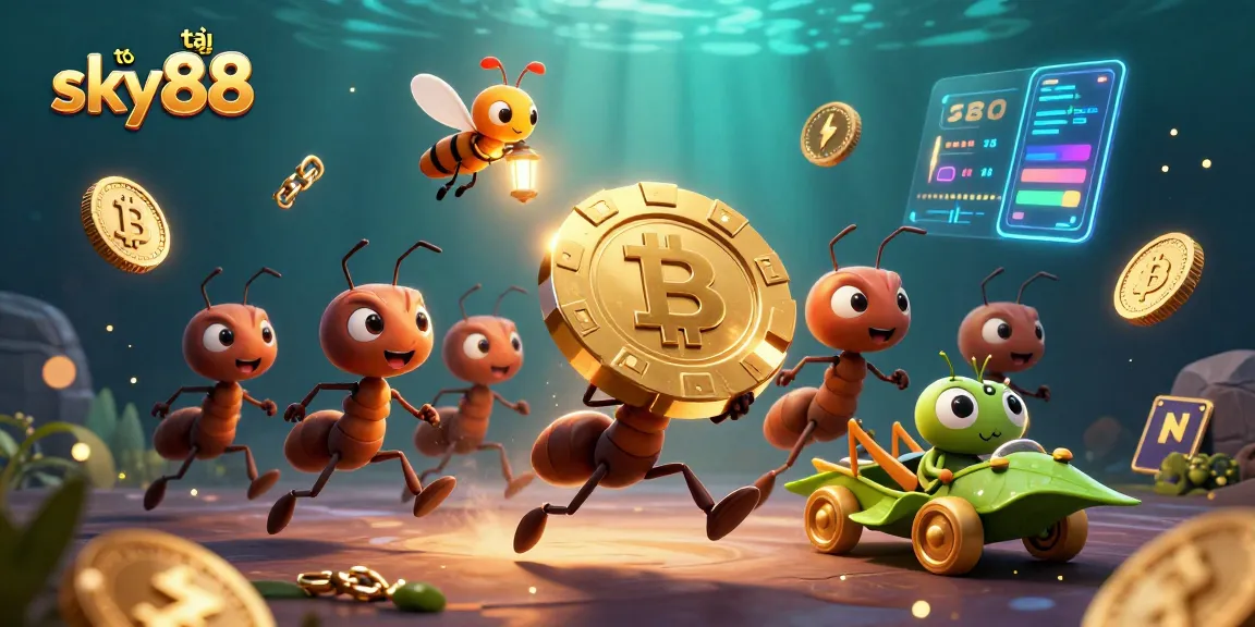Participate in thrills at tại sky88 with a cartoon team of ants and exhilarating casino elements.