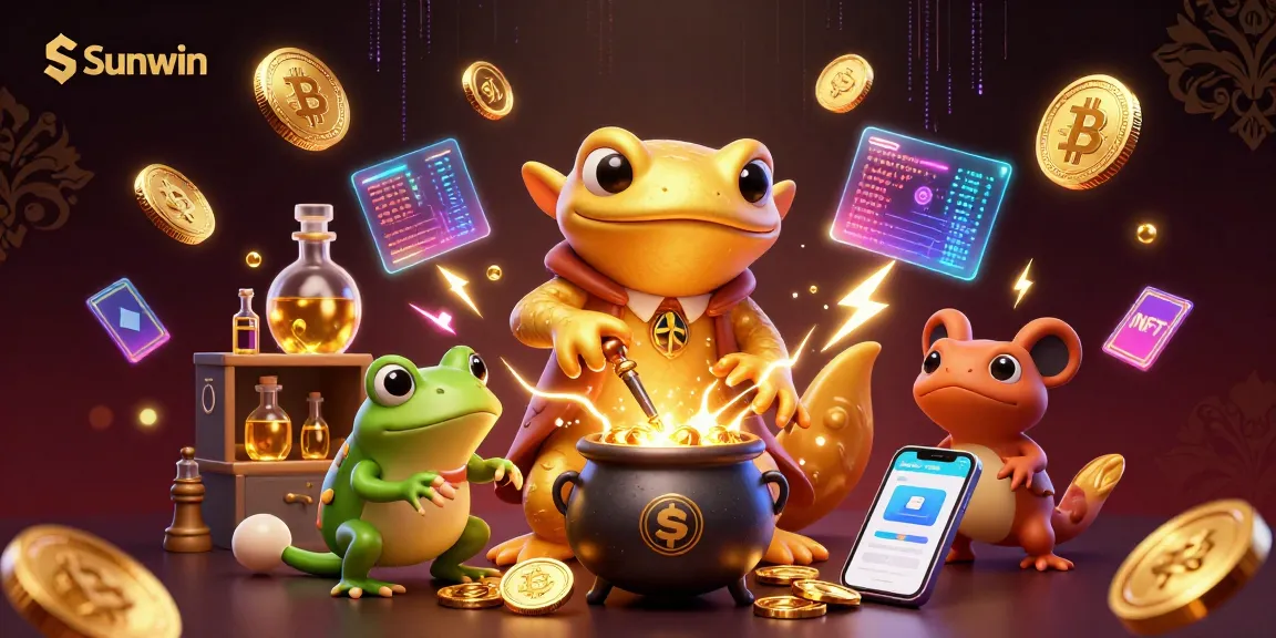 Sunwin gamers engaging with exciting casino elements and transmuting gold coins through magical alchemy.
