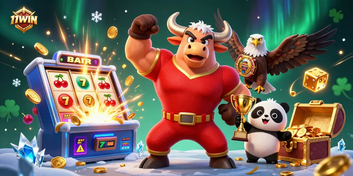 Experience thrilling wins at 11WIN with a lively casino adventure featuring cartoon mascots and jackpot excitement.