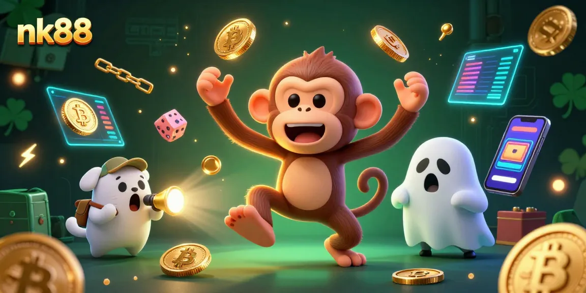 Engage with nk88's thrilling casino experience as a poltergeist monkey juggles gold!