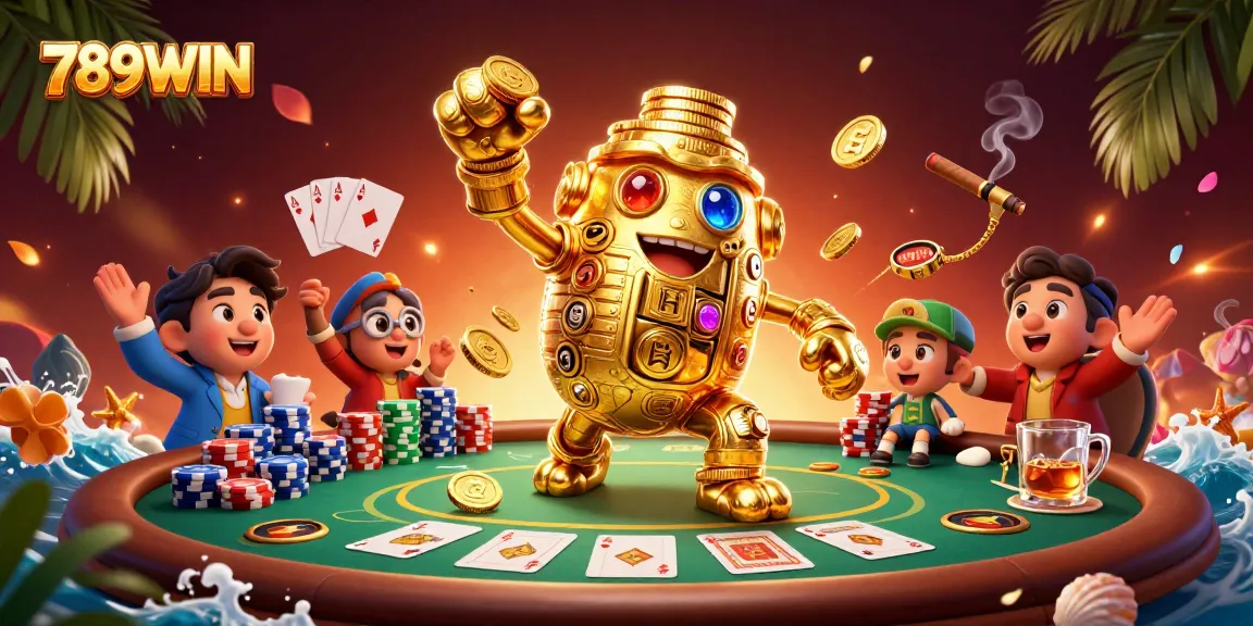 Experience the excitement of gambling at 789WIN with gold golems and vibrant casino elements.