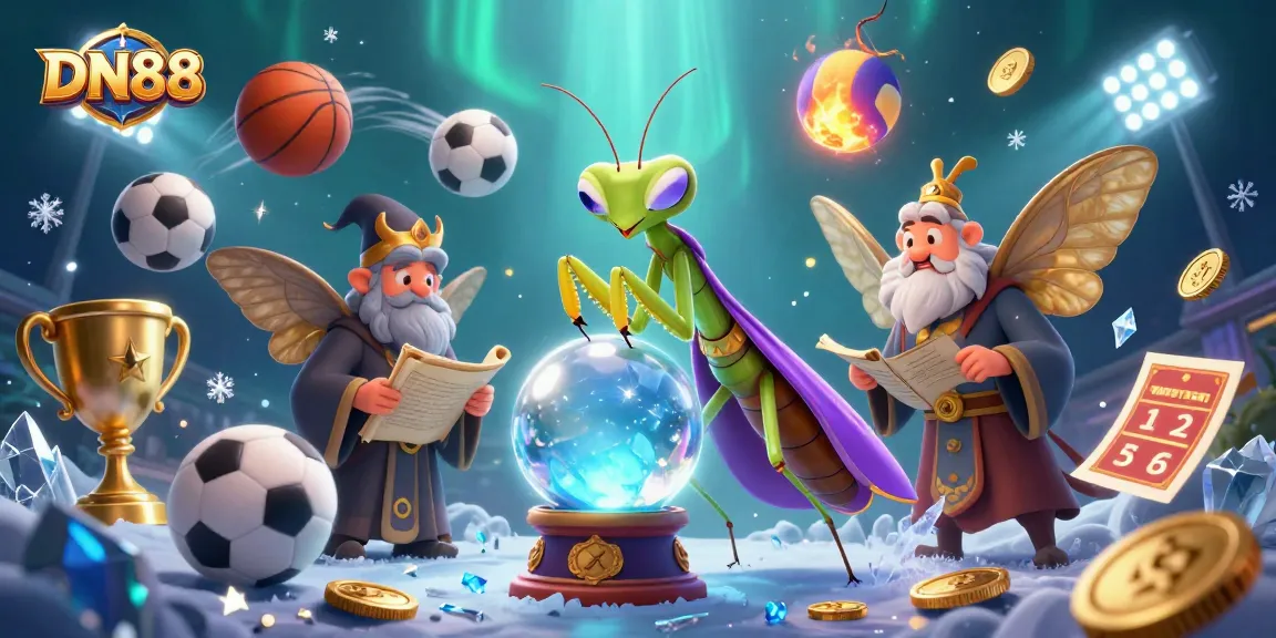 Engage in the charming world of DN88 with vibrant illustrations of fortune tellers and energetic sports elements.