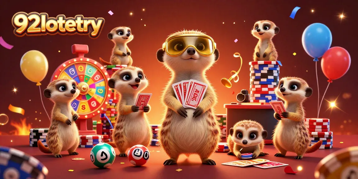Participate in exciting lottery activities at 92lottery with animated meerkat characters.
