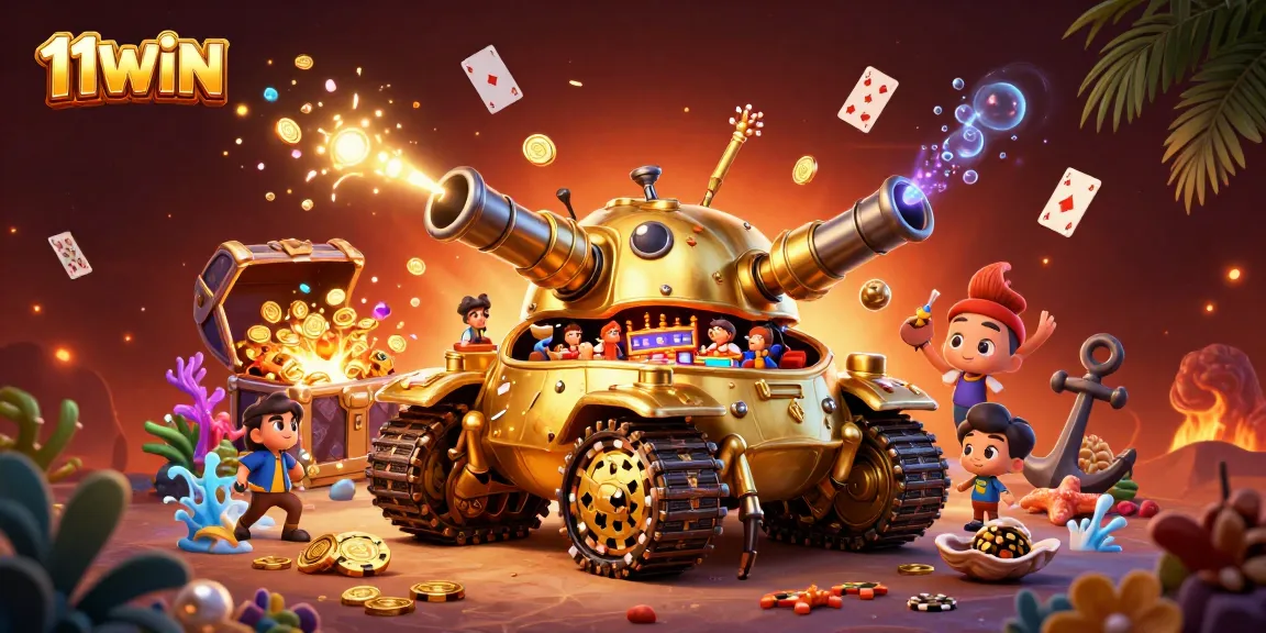 Spin the reels at 11WIN's cartoon casino in this ultra-detailed 3D illustration.