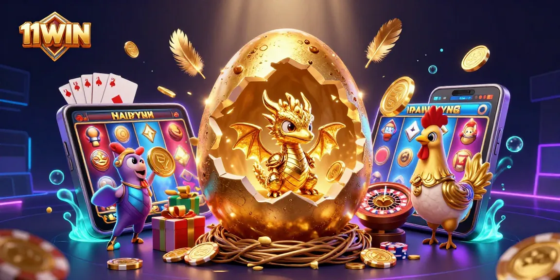 Experience thrilling slot spins with 11WIN in an immersive golden dragon-themed scene