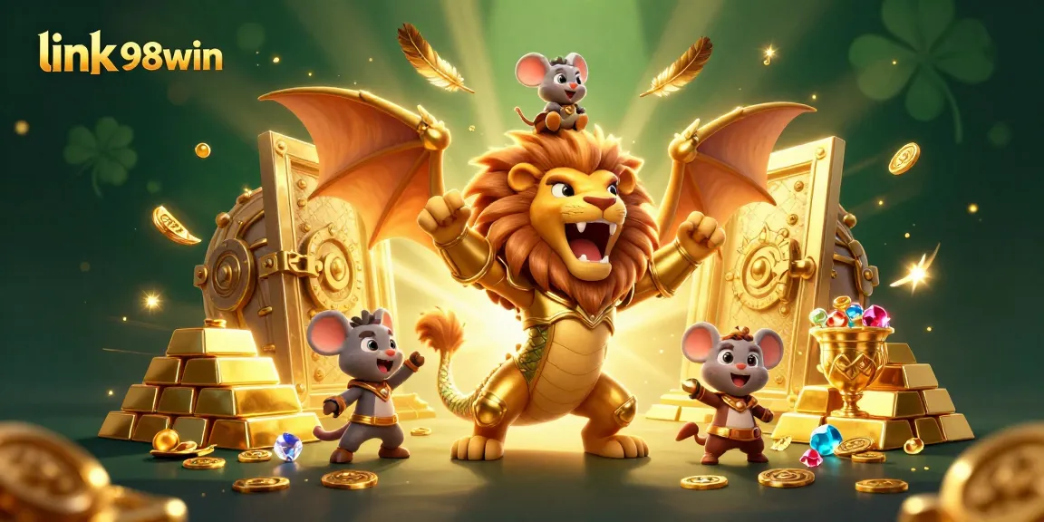 Engage with link 98win and discover an epic treasure hunt in this stunning casino illustration.